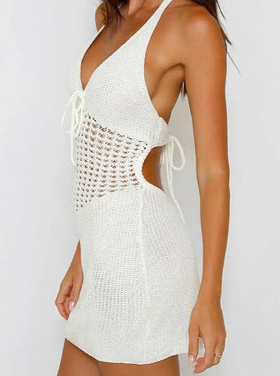 Crochet Waist Knit Mini Dress