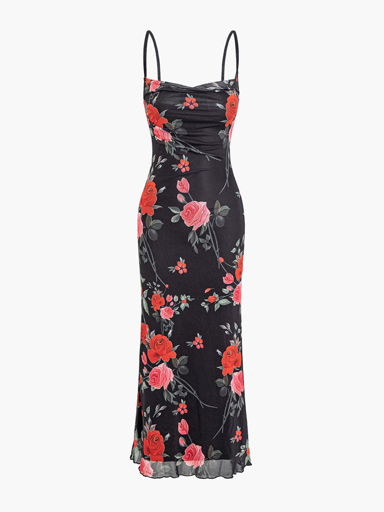 Mesh Spaghetti Strap Maxi Dress