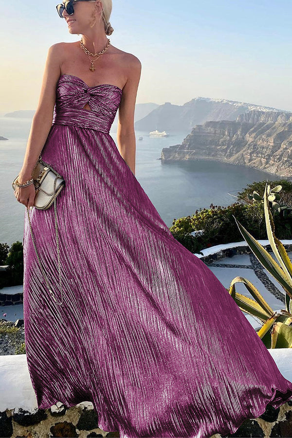 Off-Shoulder Shimmer Midi Dress