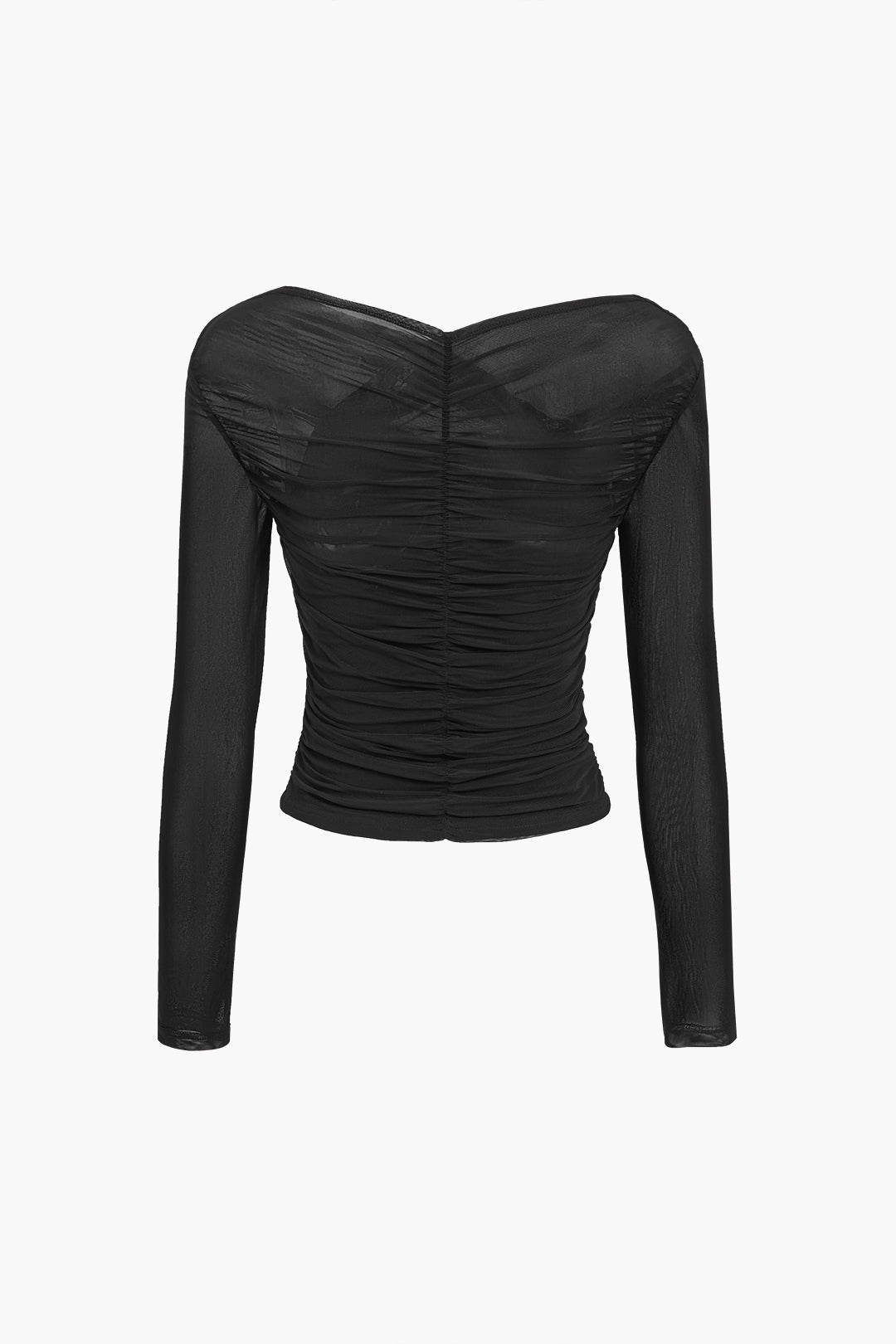 Ruched Mesh Crossover Top