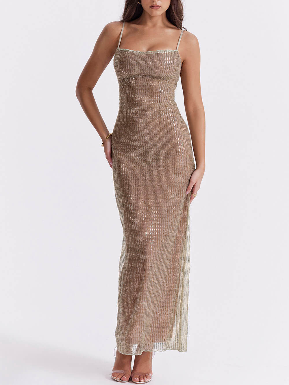 Beaded Embellished Maxi Dress — women's maxi dress, view 7 by Emyri