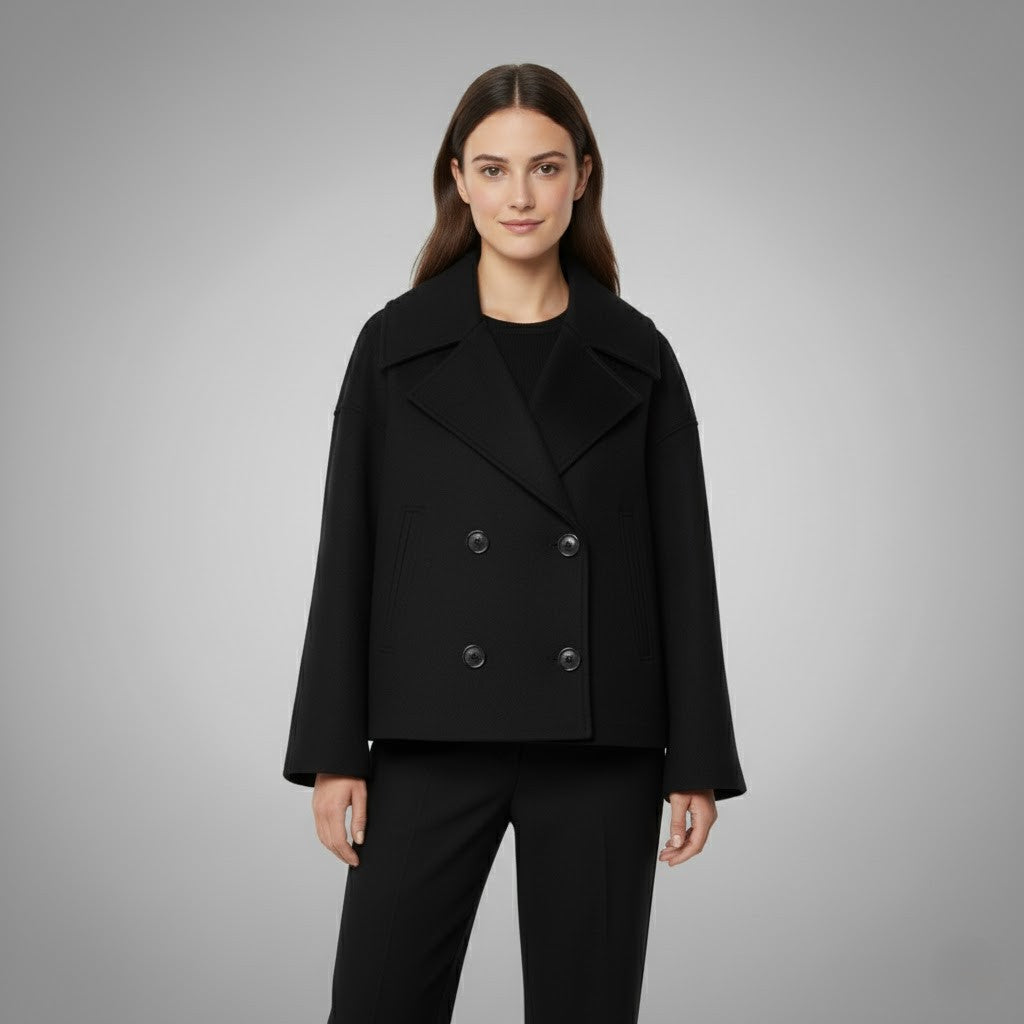 Cropped Double-Breasted Peacoat