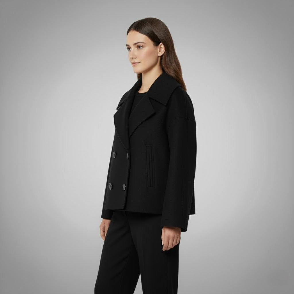 Cropped Double-Breasted Peacoat