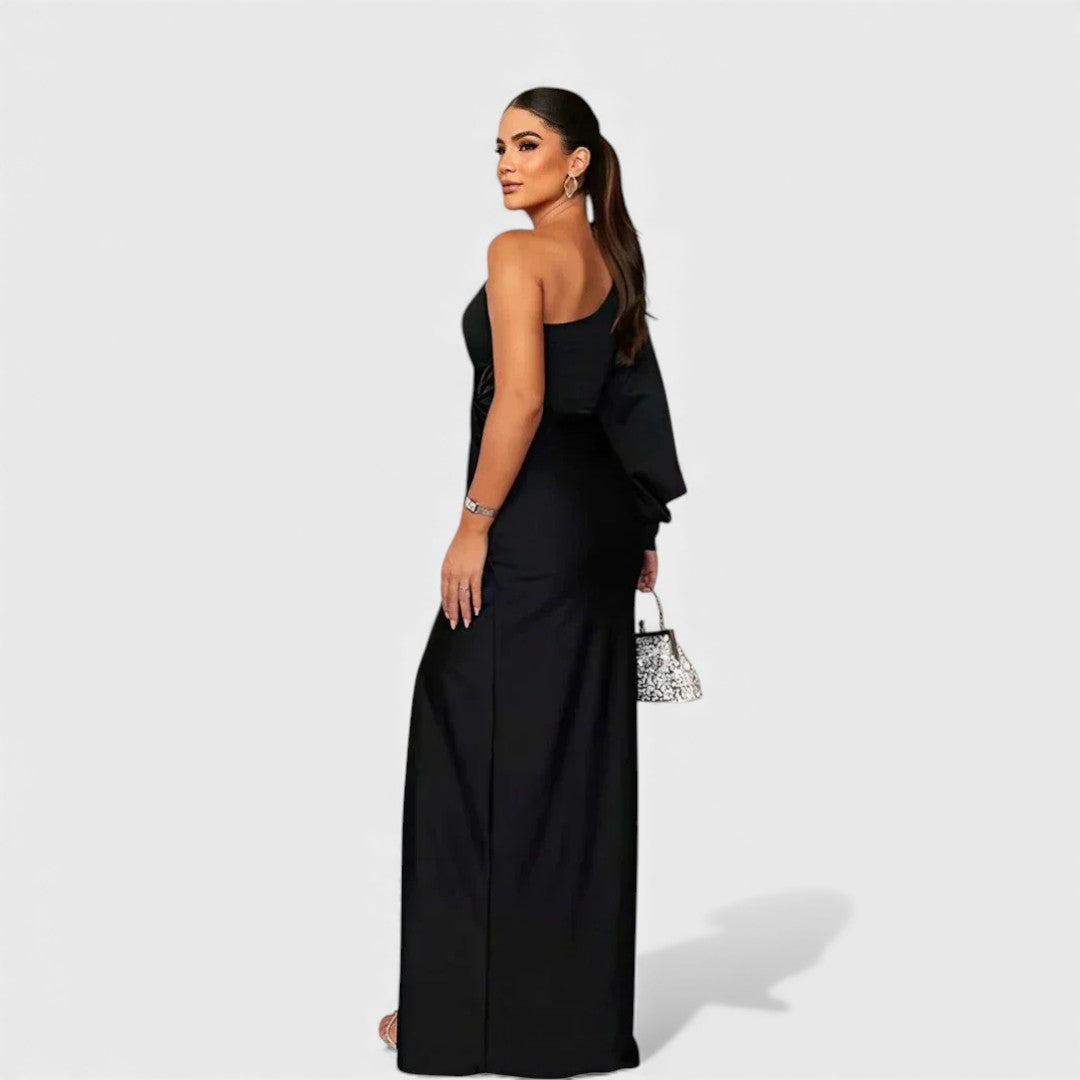 One-Shoulder Satin Maxi Dress