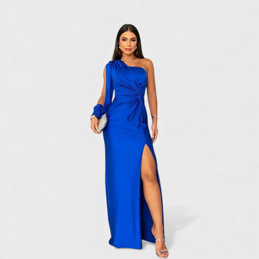 One-Shoulder Satin Maxi Dress