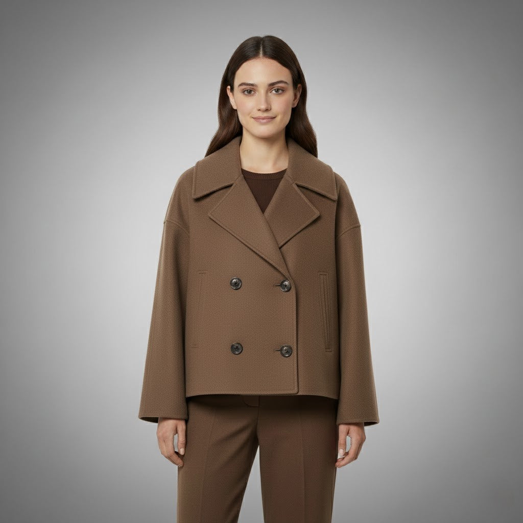 Cropped Double-Breasted Peacoat