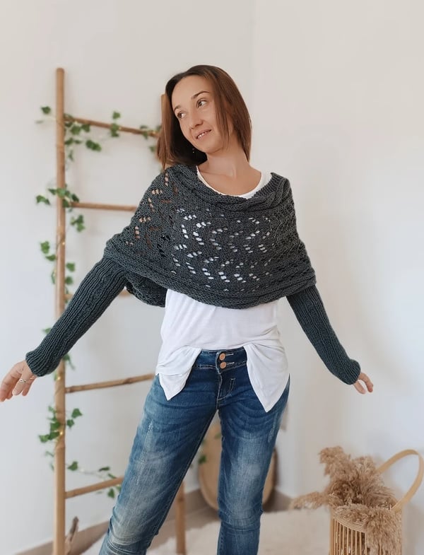 Zenina | Double sleeves shawl scarf
