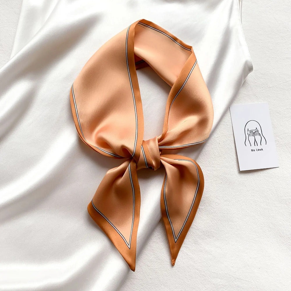 Contrast Border Silk-Feel Scarf