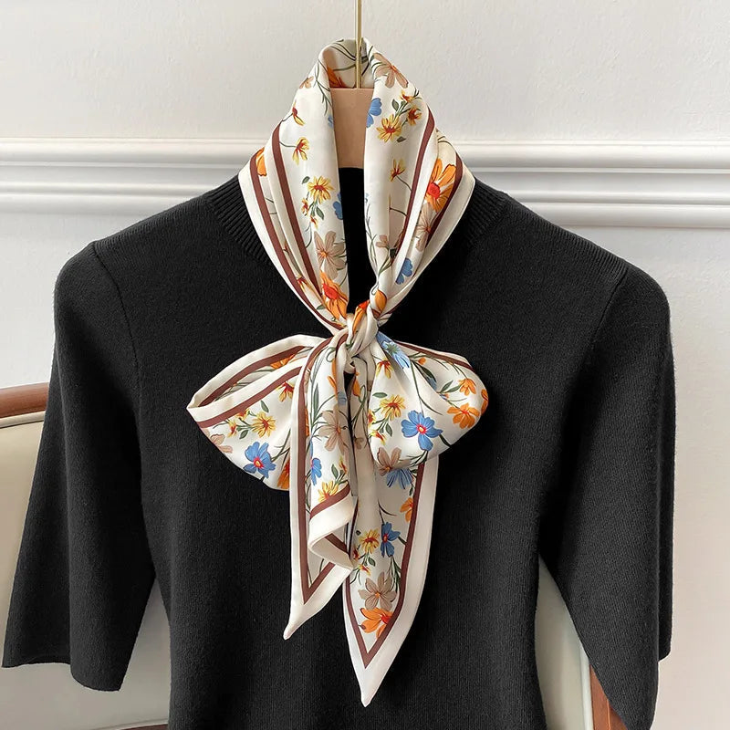 Wildflower Print Silk-Feel Scarf