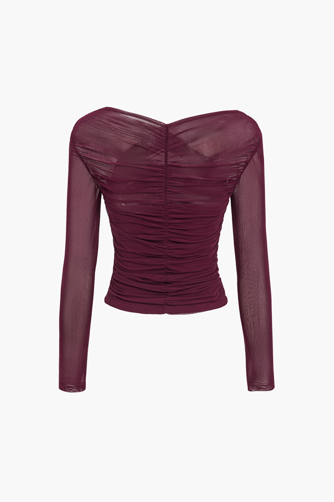 Ruched Mesh Crossover Top