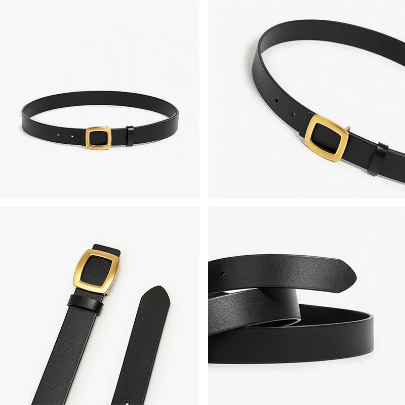 Square Buckle Leather Belt