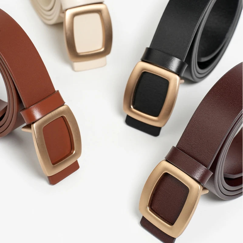Square Buckle Leather Belt