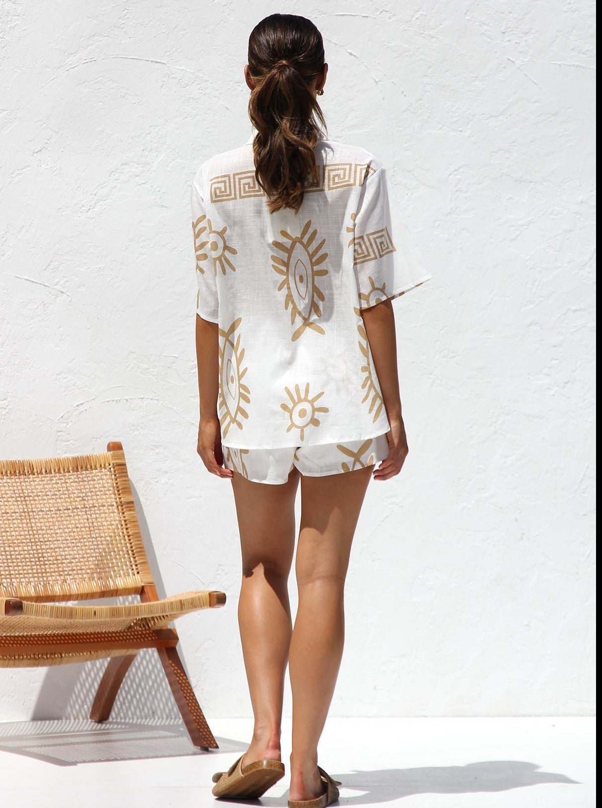Camel Print Shirt & Shorts Set — women's two-piece set, view 5 by Emyri
