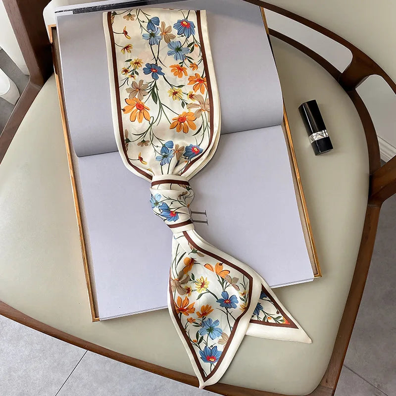 Wildflower Print Silk-Feel Scarf