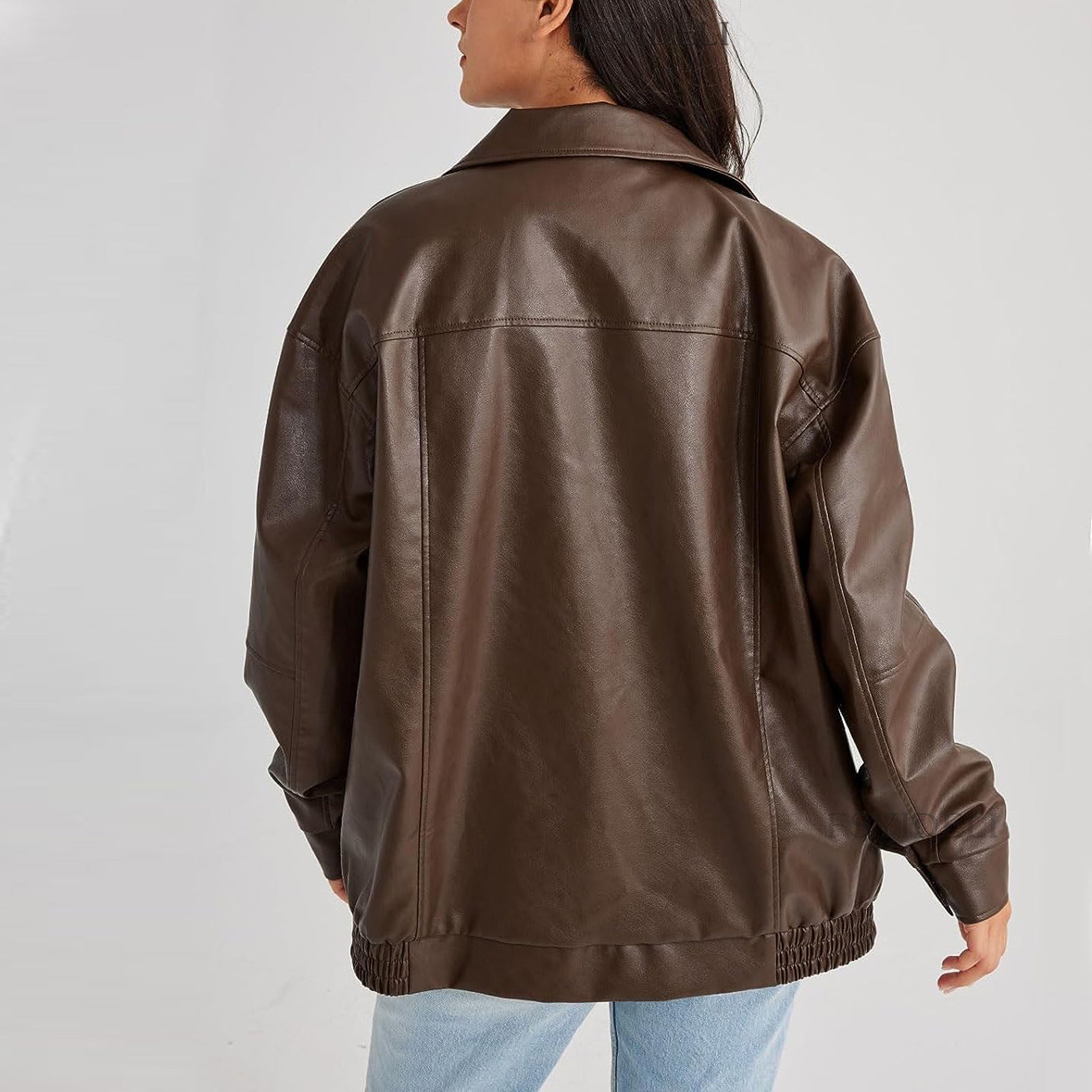 Oversized Faux Leather Bomber