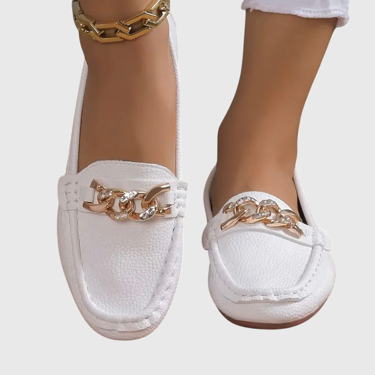 Chain Detail Slip-On Loafers — women's loafers, view 10 by Emyri