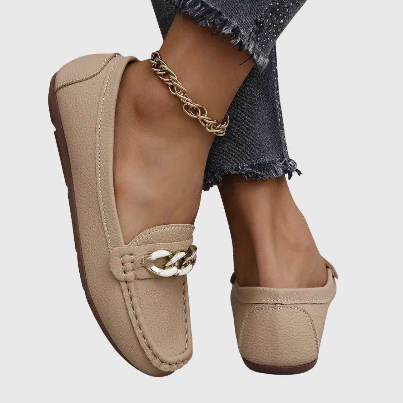 Chain Detail Slip-On Loafers — women's loafers, view 9 by Emyri