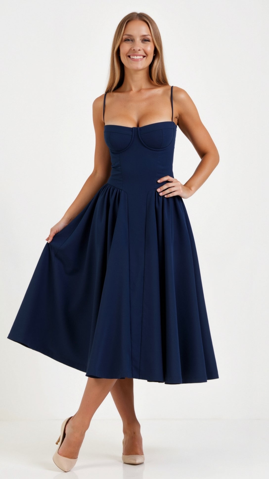 Floral Sweetheart Corset Midi Dress