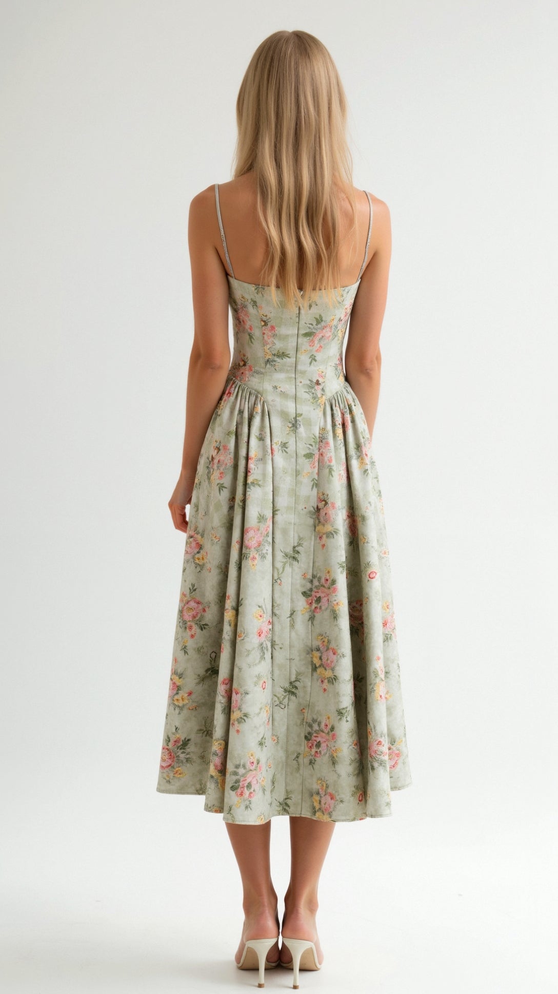Floral Sweetheart Corset Midi Dress