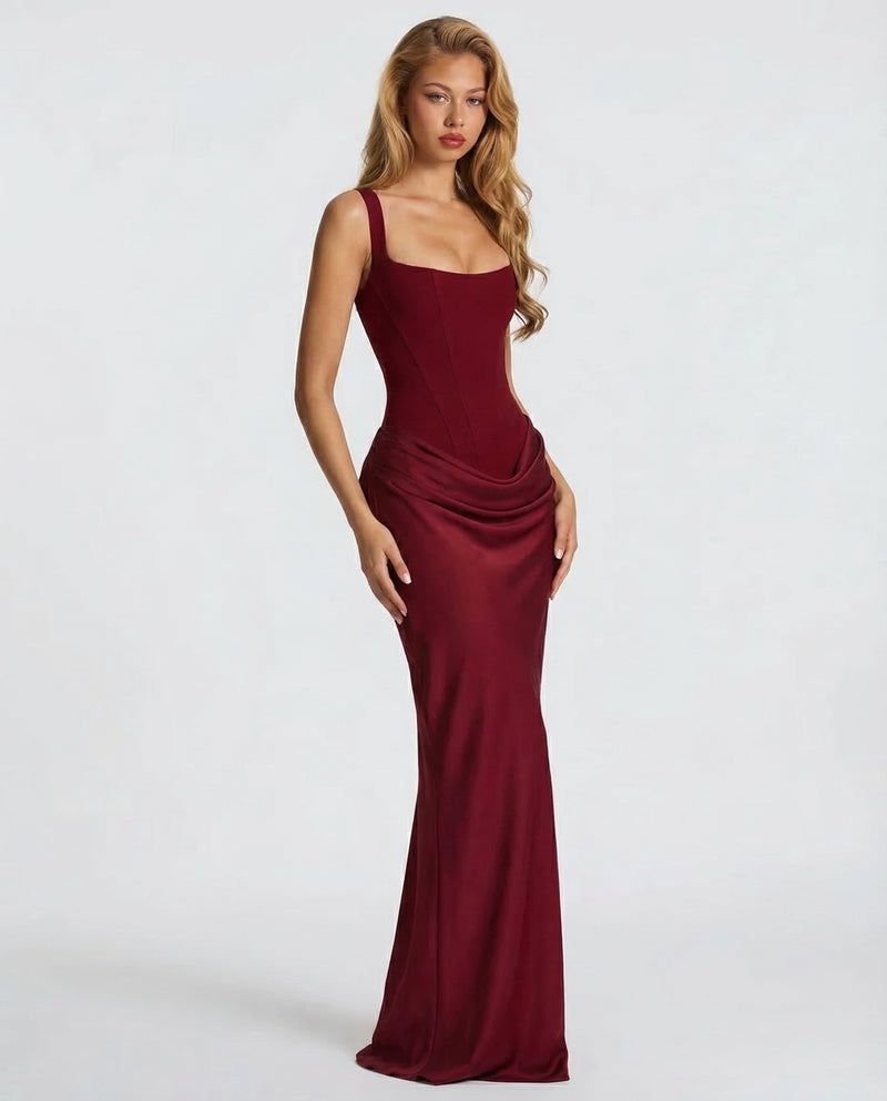 Corset Cowl Skirt Maxi Dress — women's maxi dress, view 4 by Emyri