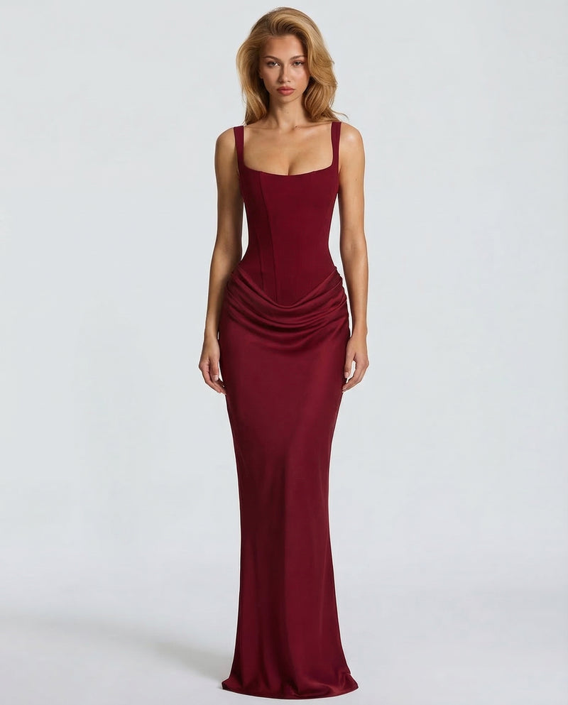 Corset Cowl Skirt Maxi Dress — women's maxi dress, view 8 by Emyri