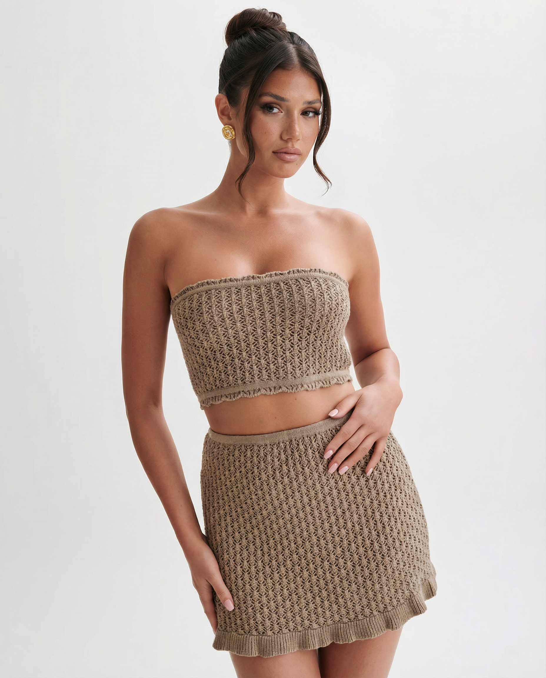 Crochet Bandeau Fringe Mini Set — women's two-piece set, view 4 by Emyri