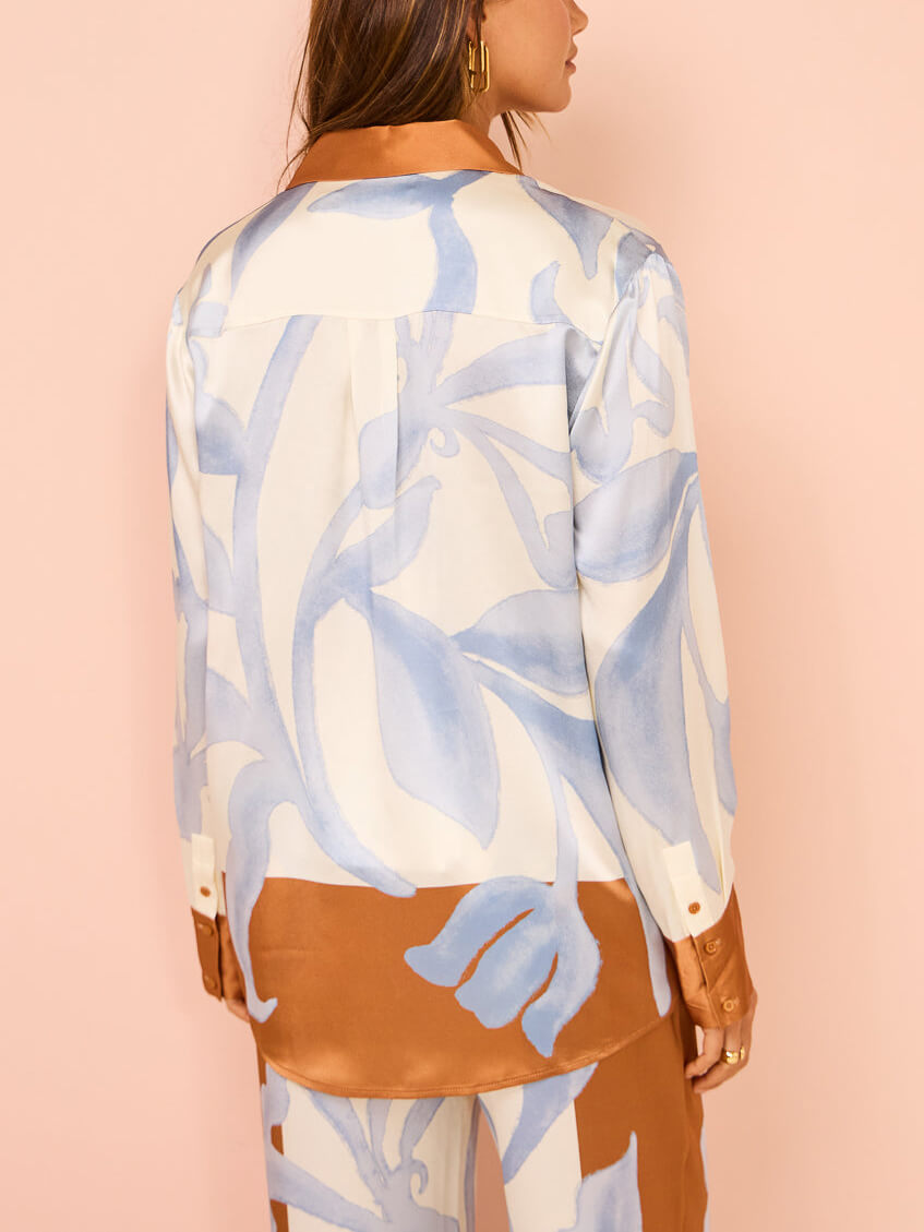 Exquisite Contrast Tie-Dye Floral Loose Two-Pieces Set