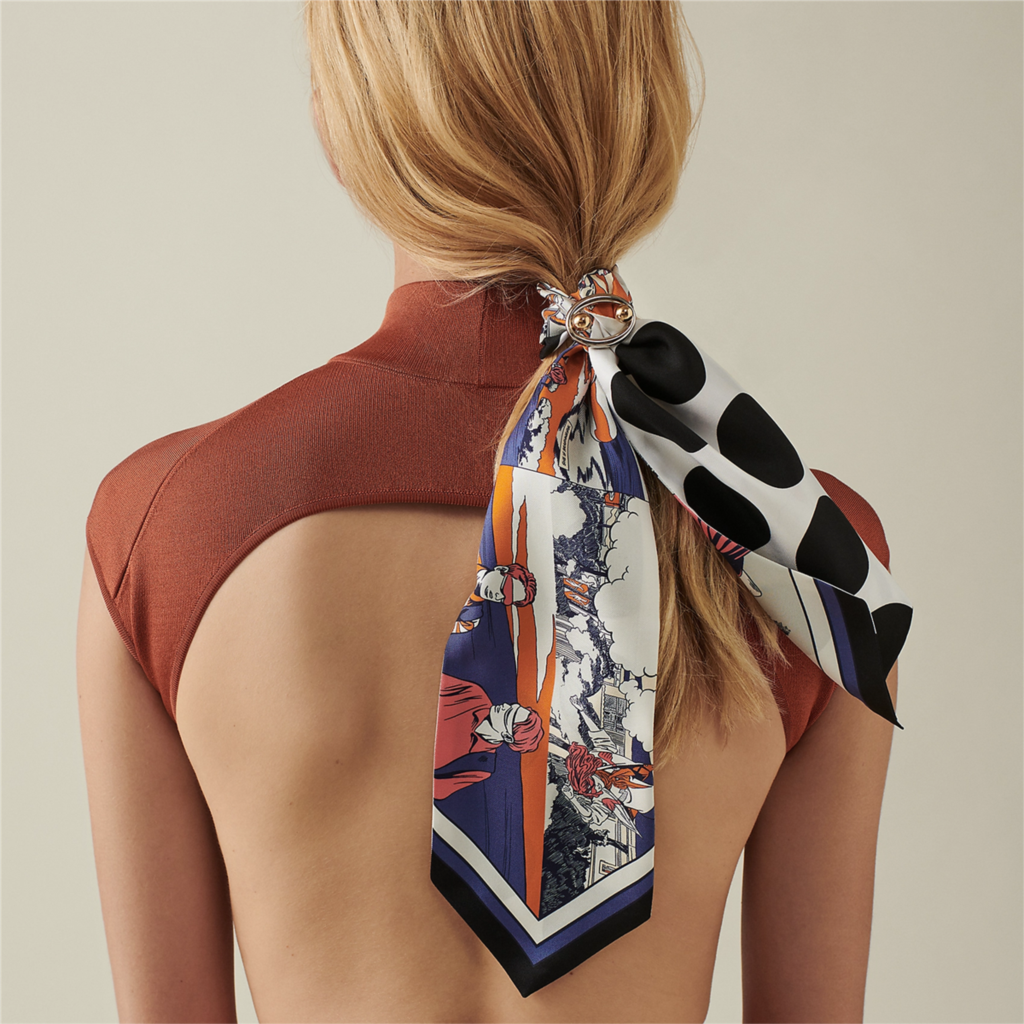 Printed Silk-Feel Skinny Scarf