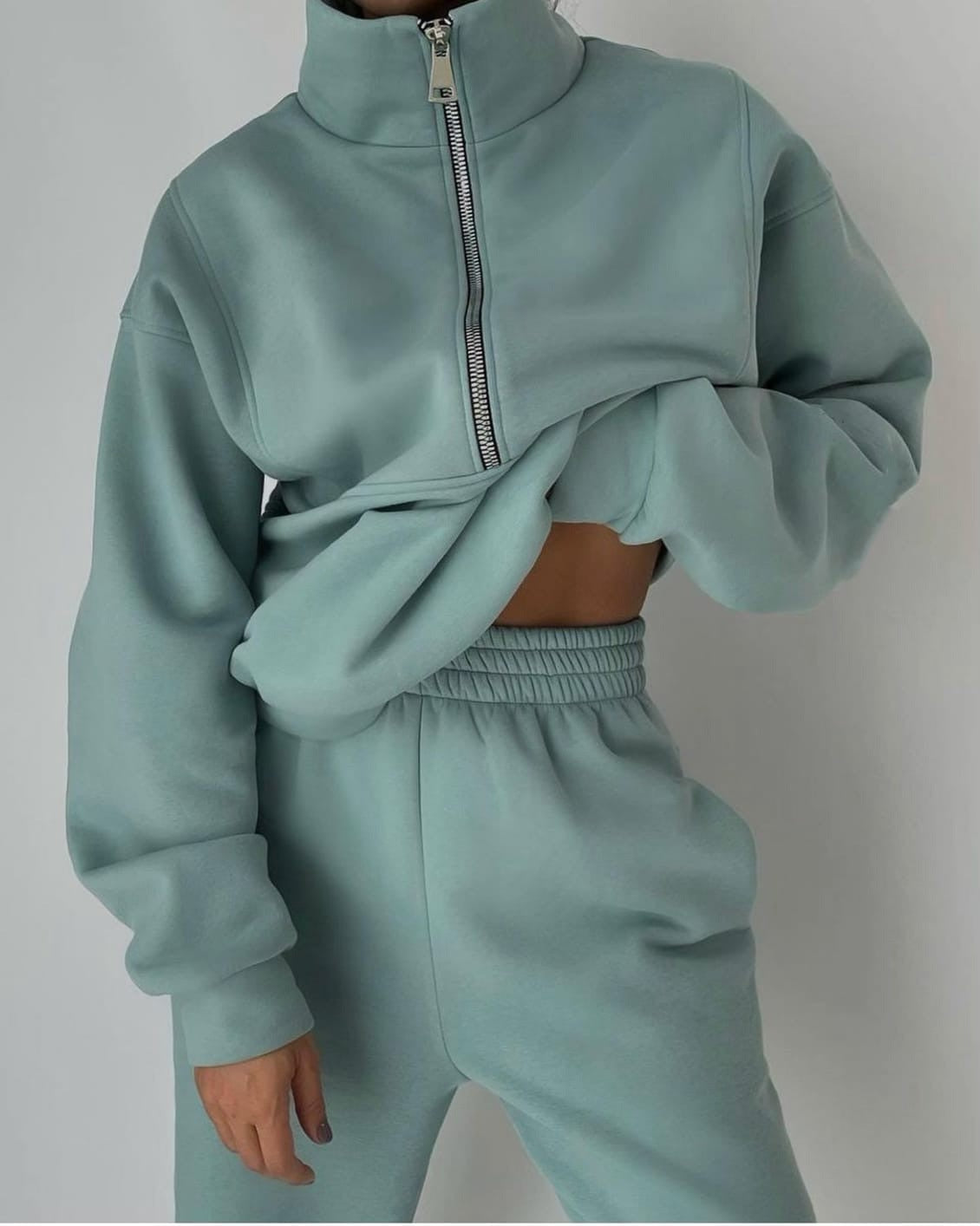Quarter Zip Fleece Lounge Set