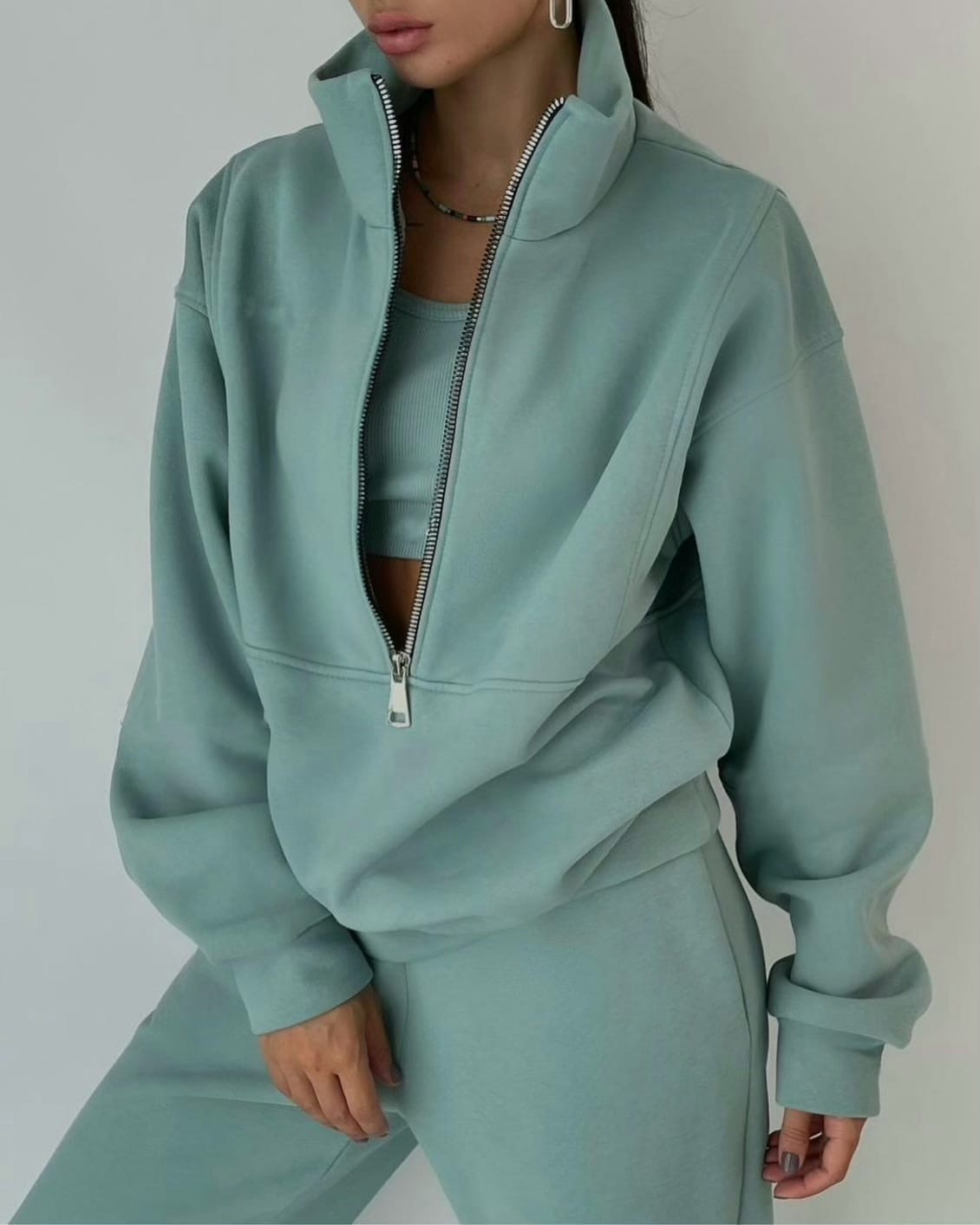 Quarter Zip Fleece Lounge Set