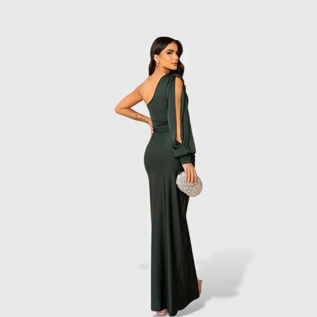 One-Shoulder Satin Maxi Dress