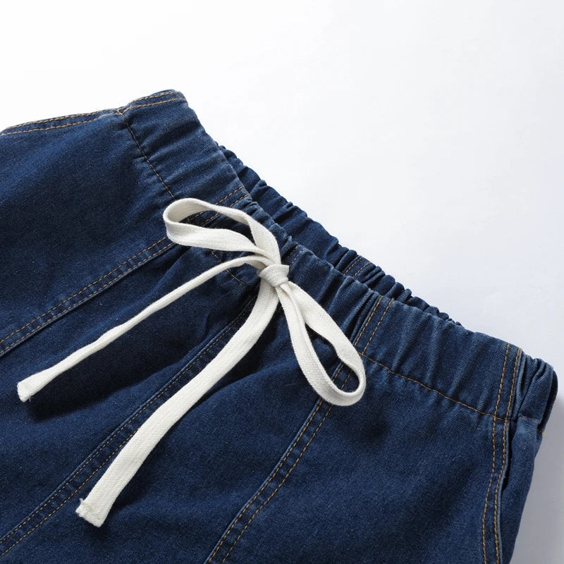 Denim Short Sleeve Shirt & Shorts Set — women's two piece set, view 18 by Emyri