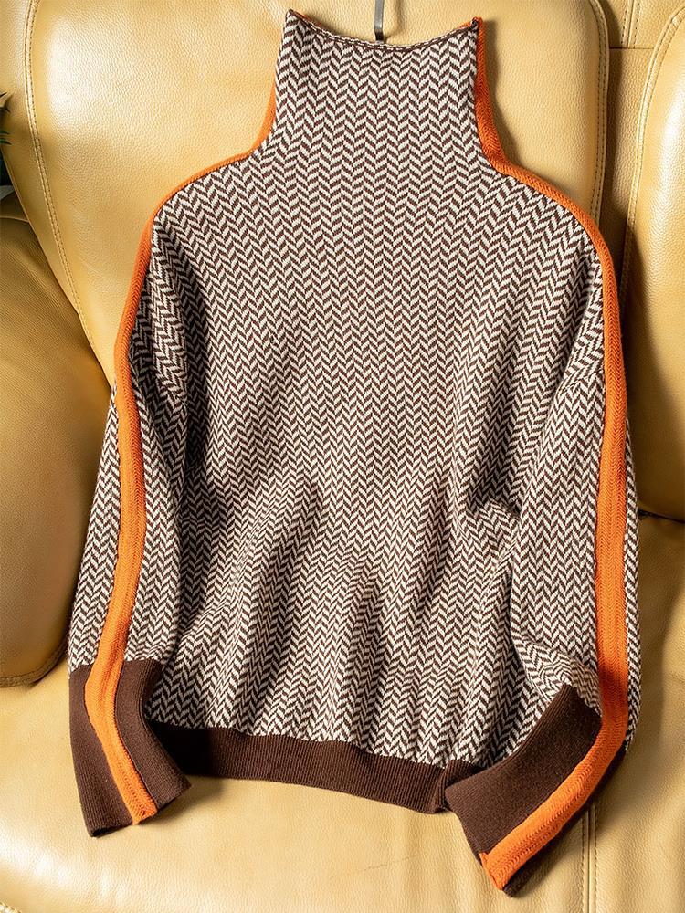 Chevron Knit Turtleneck Jumper