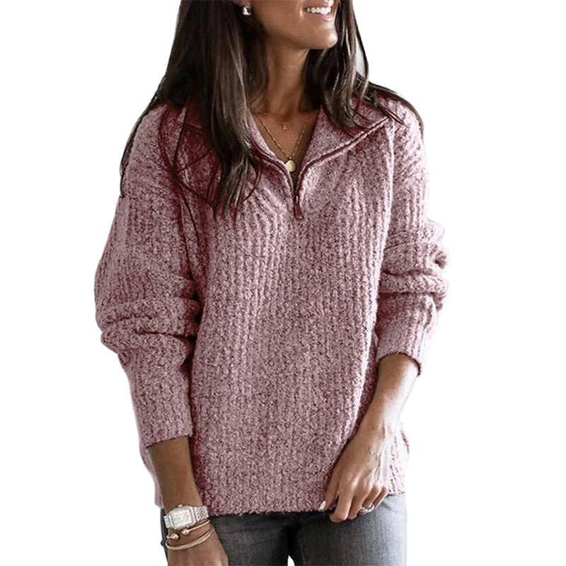 Quarter-Zip Ribbed Knit Sweater