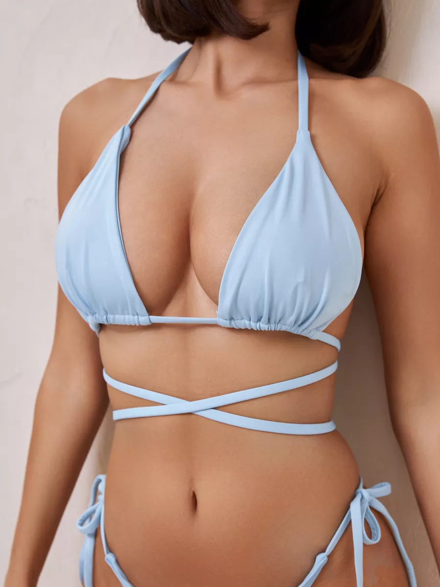 Ruched Halter Wrap Bikini Set