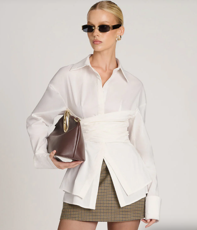 Draped Waist Shirt — women's shirt, view 8 by Emyri