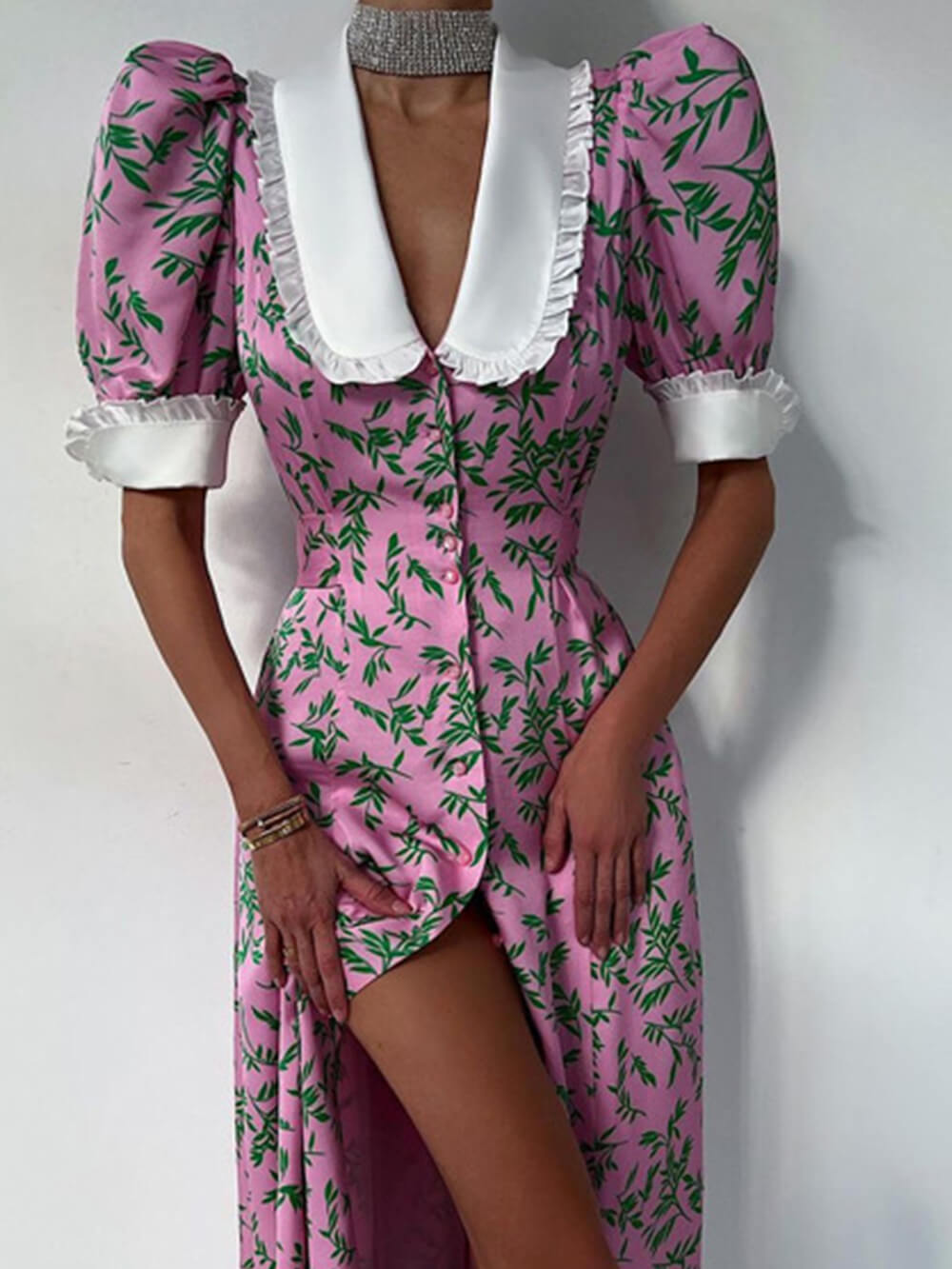 Doll Collar A-Line Midi Dress