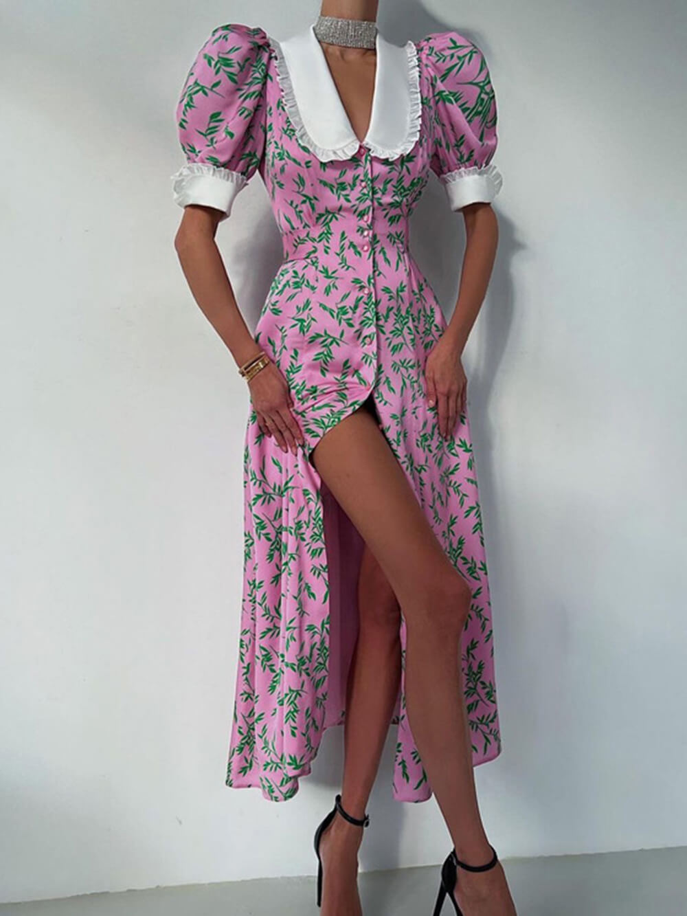 Doll Collar A-Line Midi Dress