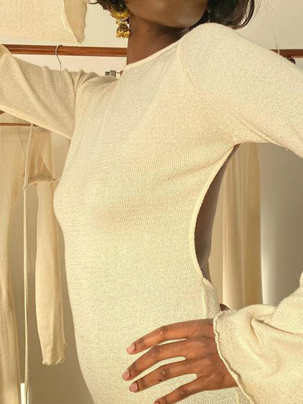 Backless Crew Neck Maxi Dress