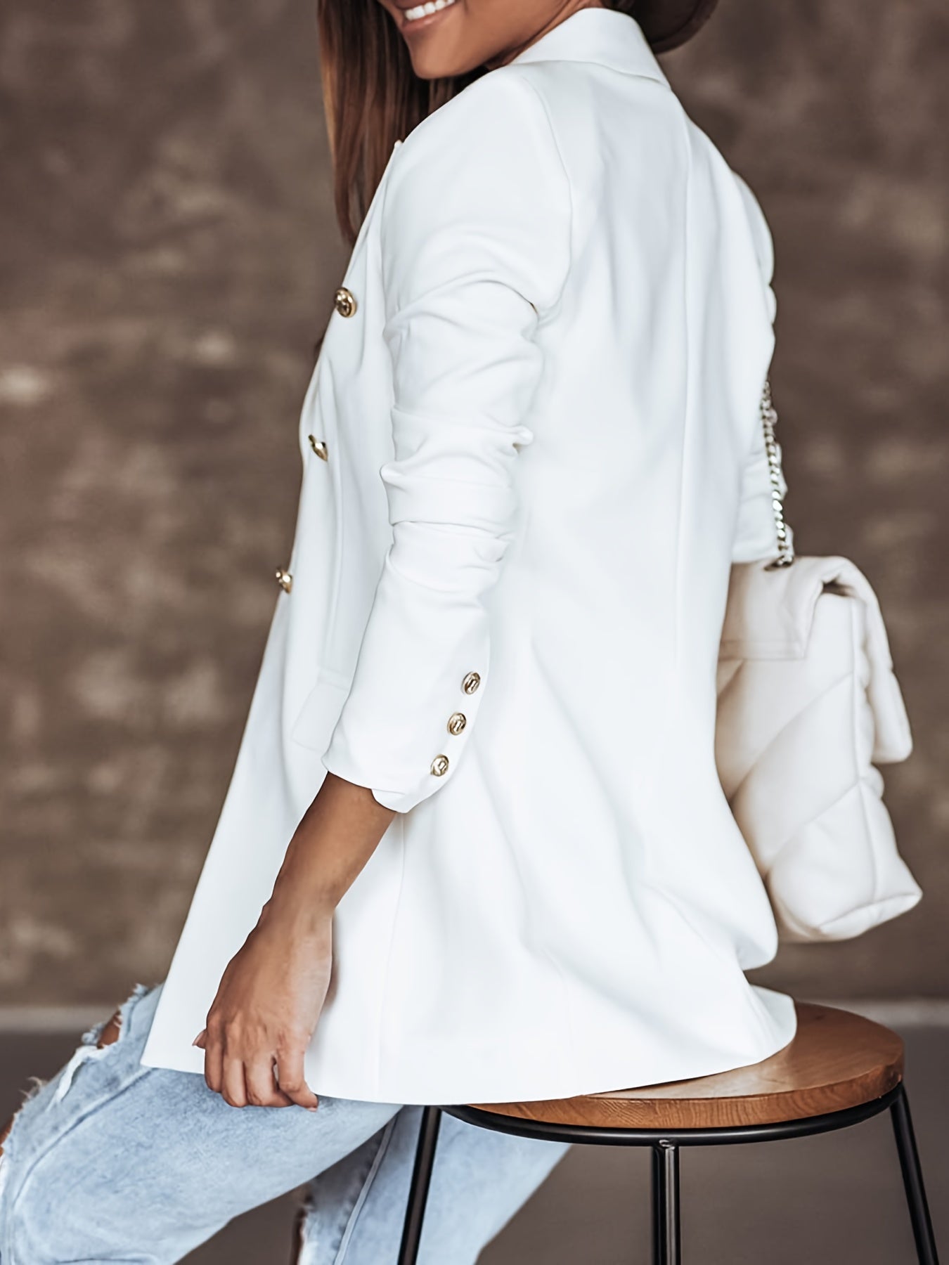 Gold Button Double Breasted Blazer