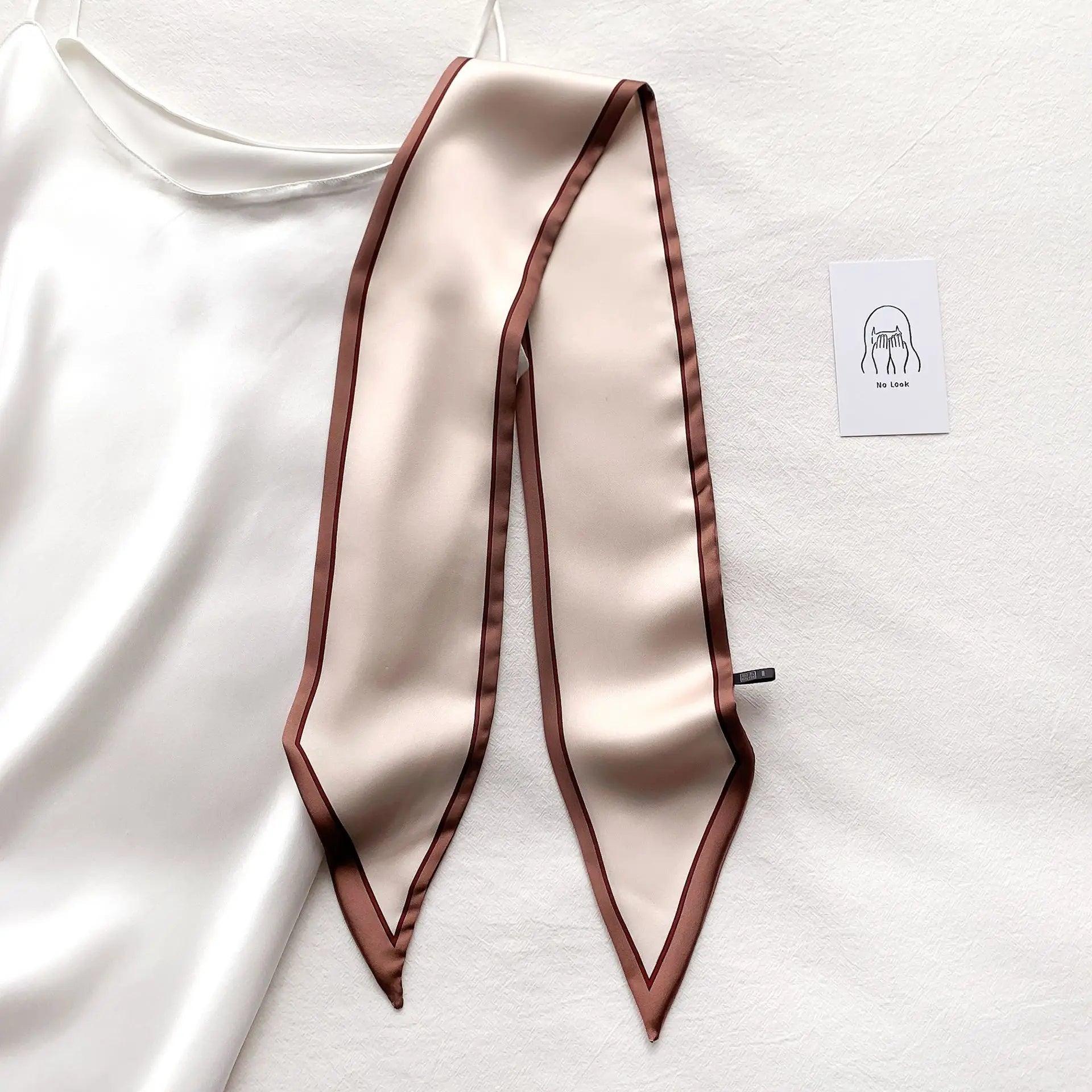 Contrast Border Silk-Feel Scarf