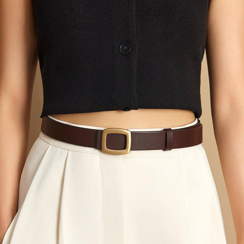 Square Buckle Leather Belt