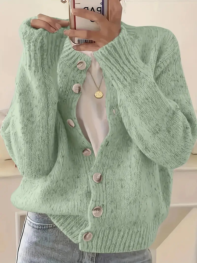 Gold Button Chunky Knit Cardigan