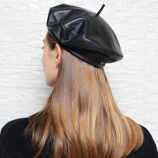 Leather-Look Slouch Beret