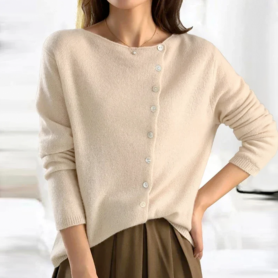 Asymmetric Button V-Neck Cardigan