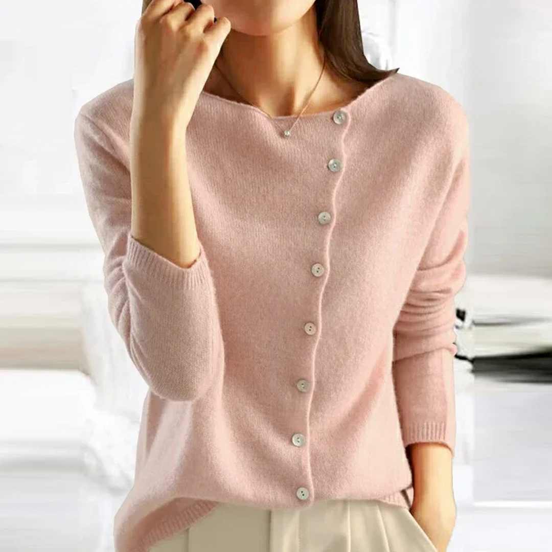 Asymmetric Button V-Neck Cardigan