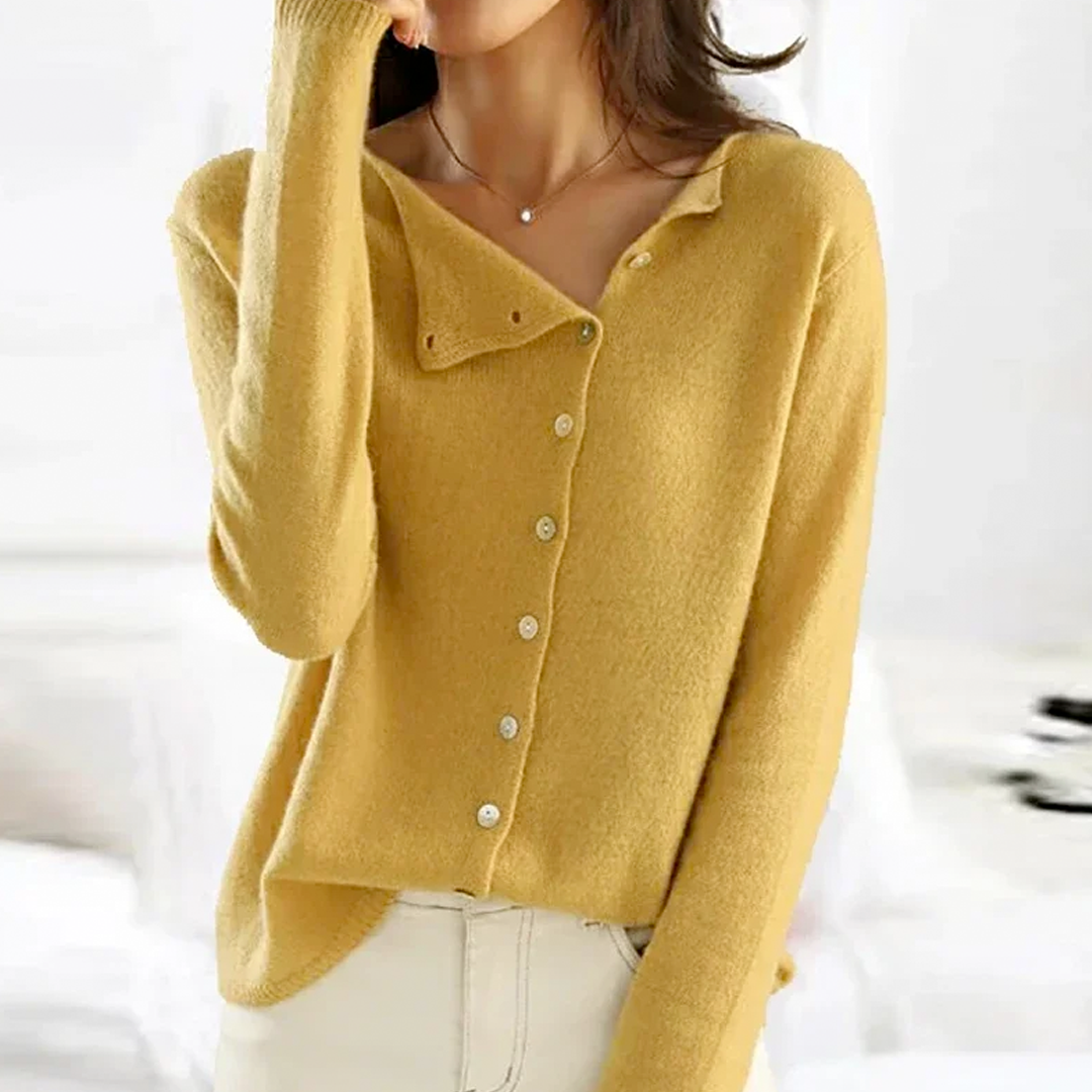Asymmetric Button V-Neck Cardigan