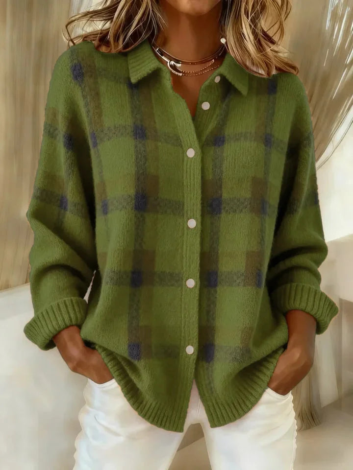 Plaid Knit Cardigan