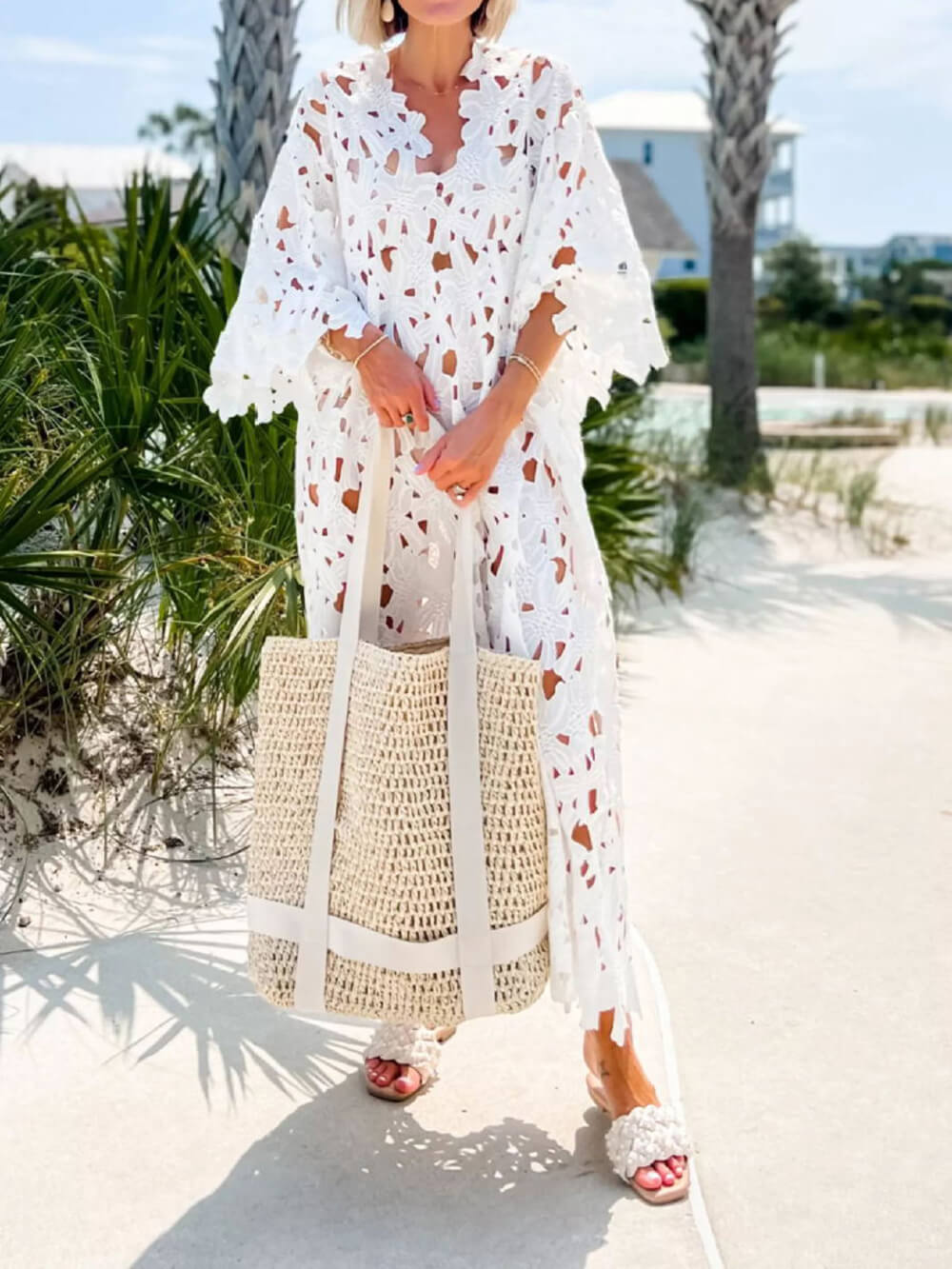 Eyelet Lace Beach Cover-Up — women's cover-up, view 2 by Emyri