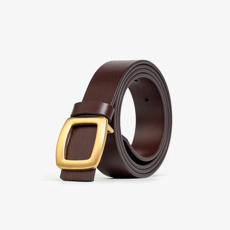 Square Buckle Leather Belt